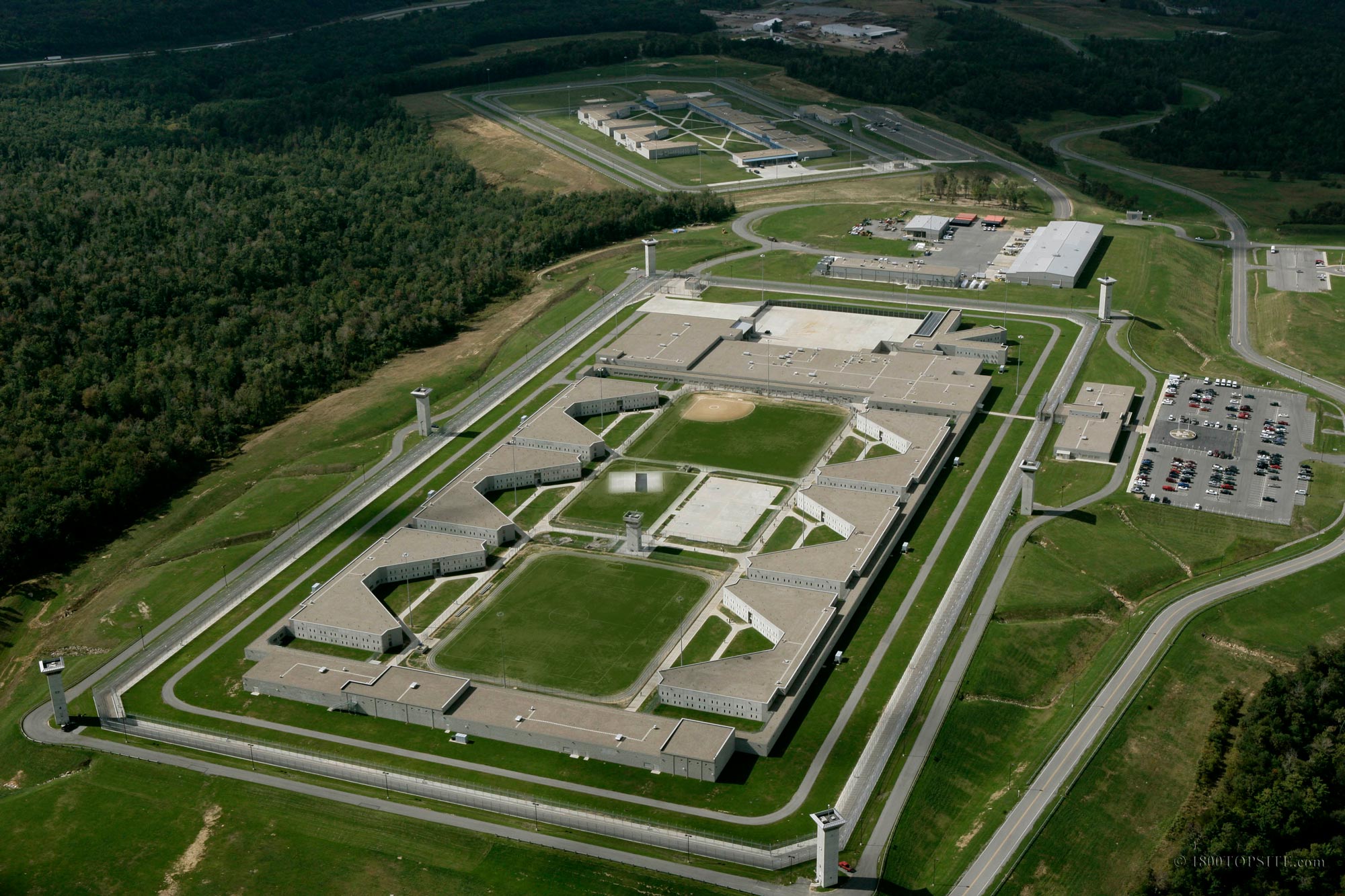 Birds eye view of correctional facility 